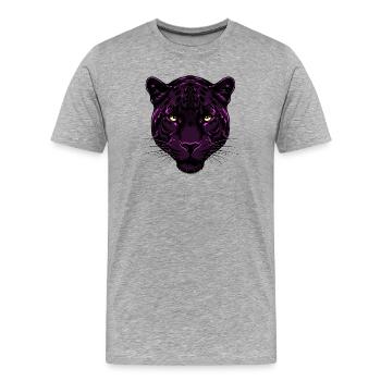Violetter Tigerkopf - Männer Premium Bio T-Shirt - Grau meliert - Vorne - Damien (186cm)