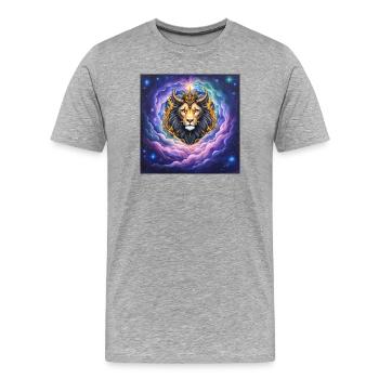 Lion Céleste à la Couronne d’Or - T-shirt bio Premium Homme - gris chiné - Devant - Damien (186cm)