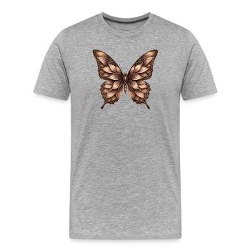 Ornamental Butterfly Bronze Tones - Men's Premium Organic T-Shirt - heather grey - Front - Damien (186cm)