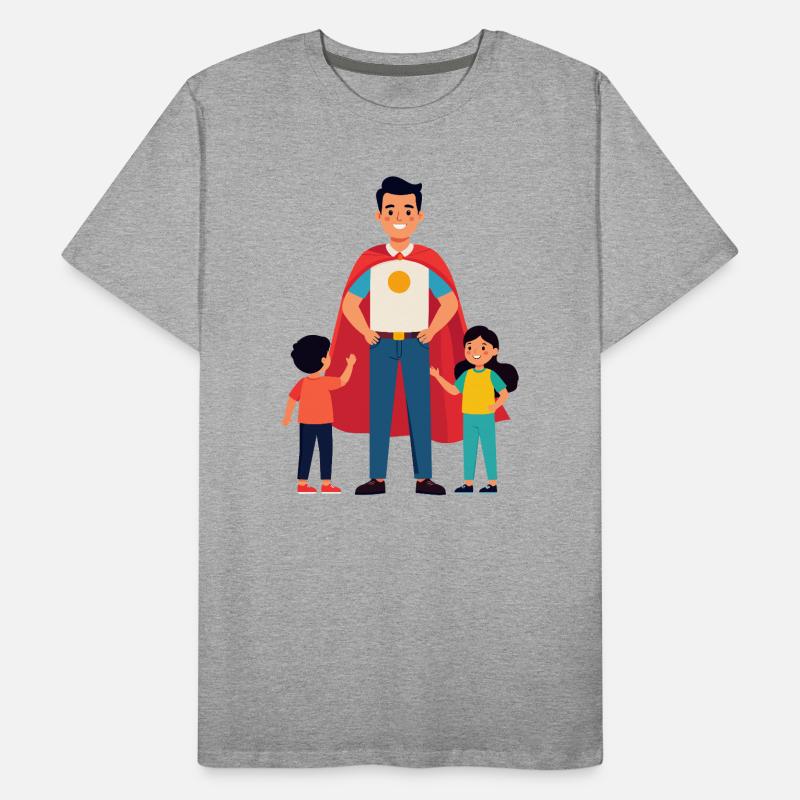 Erzieher Held oder Heldenvater mit Cape und Kinder Männer Premium Bio T-Shirt