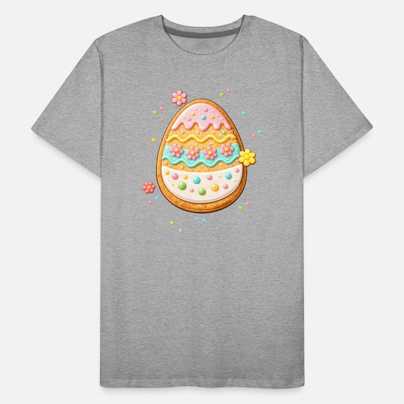 Decorated Easter egg as a cookie with colorful frosting Men's Premium Organic T-Shirt