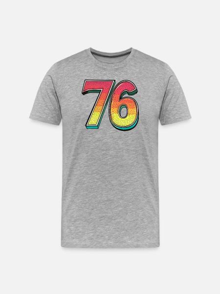 76 Zahl Bunt - Männer Premium Bio T-Shirt - Grau meliert