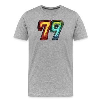 79 Zahl Bunt - Männer Premium Bio T-Shirt - Grau meliert - Vorne - Damien (186cm)