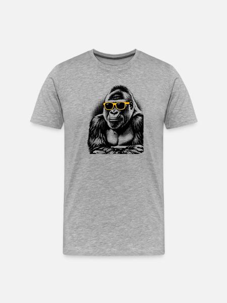 Gorilla Halftone Neon Yellow Sunglasses - Men's Premium Organic T-Shirt - heather grey
