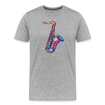 Spectre des couleurs du saxophone néon - T-shirt bio Premium Homme - gris chiné - Devant - Damien (186cm)