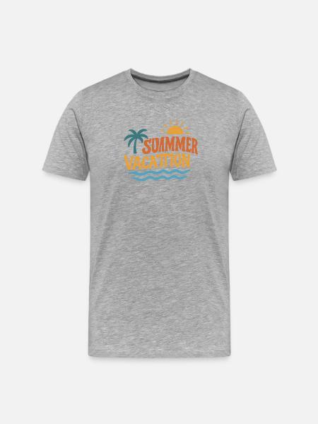 Summer Holidays Palm Trees Sun Waves - Men's Premium Organic T-Shirt - heather grey