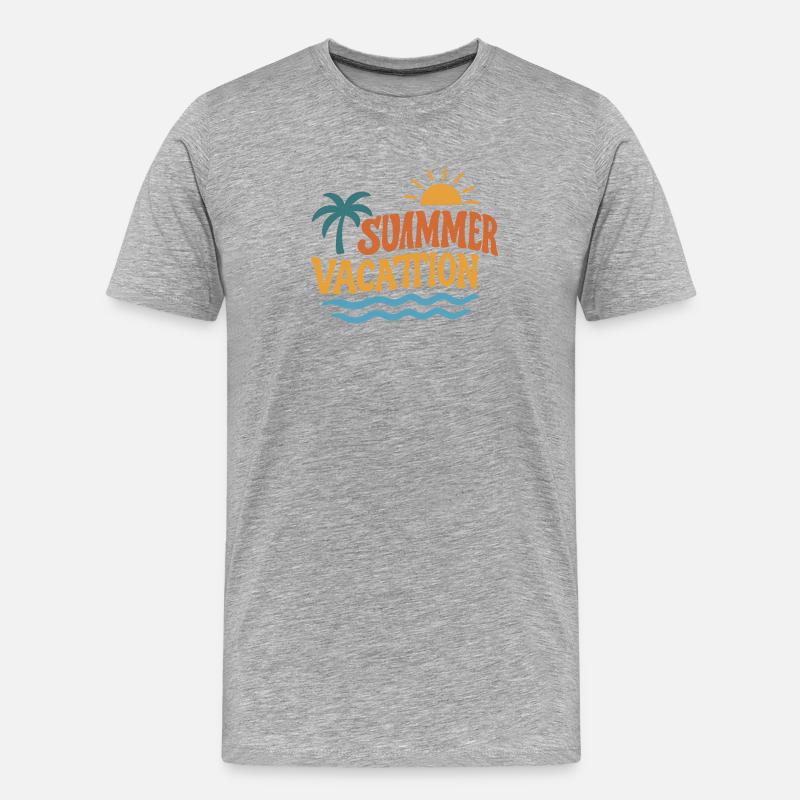 Sommerurlaub Palmen Sonne Wellen - Männer Premium Bio T-Shirt - Grau meliert