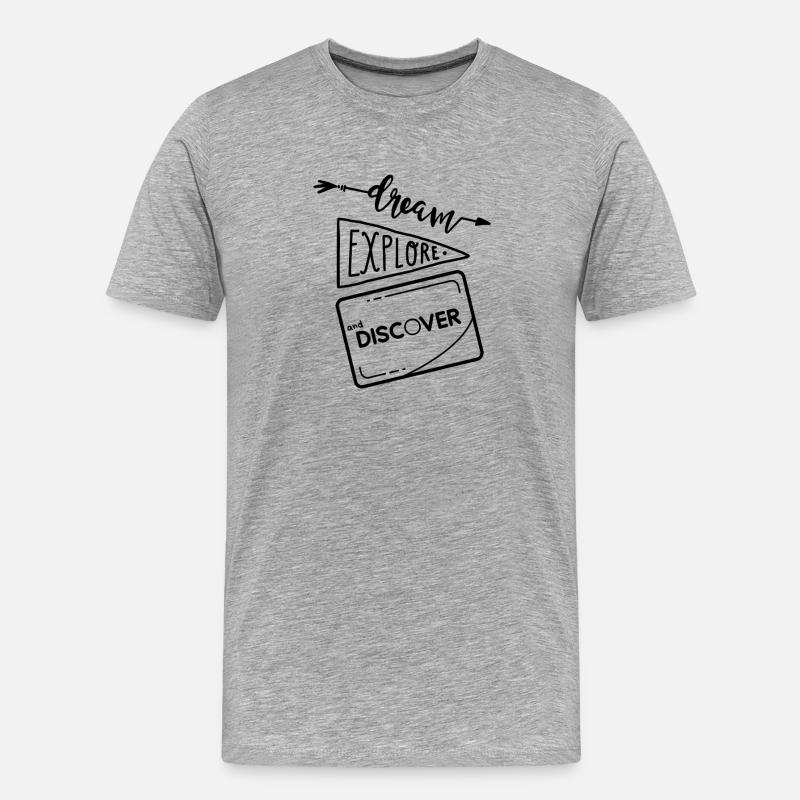 Träumen, entdecken und entdecken 2 - Männer Premium Bio T-Shirt - Grau meliert