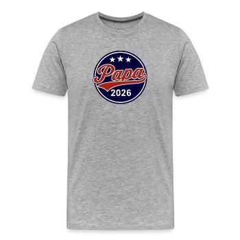 Papa 2026  - Männer Premium Bio T-Shirt - Grau meliert - Vorne - Damien (186cm)
