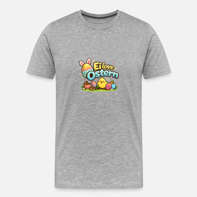 Ei love Ostern - Männer Premium Bio T-Shirt - Grau meliert
