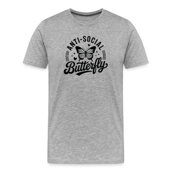 Anti-Social Butterfly - Men's Premium Organic T-Shirt - heather grey - Front - Damien (186cm)