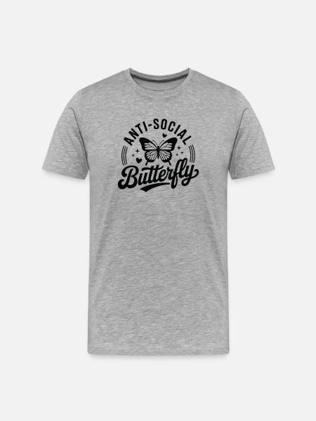 Papillon antisocial - T-shirt bio Premium Homme - gris chiné