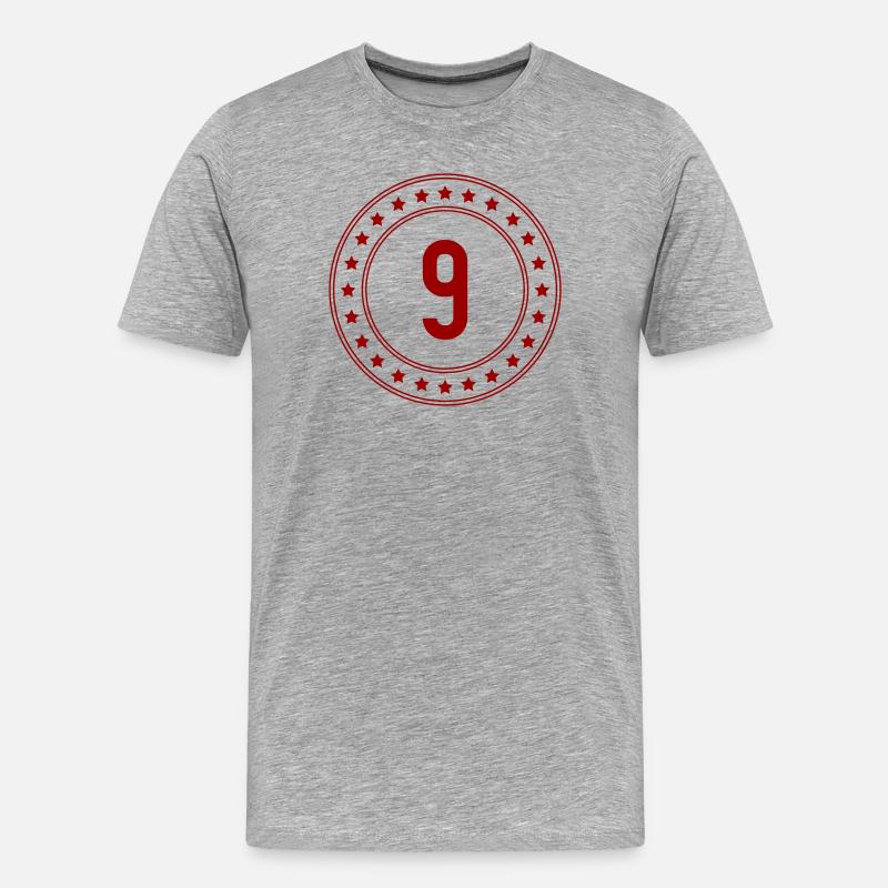 Roter Sternenring mit Zahl 9 - Männer Premium Bio T-Shirt - Grau meliert