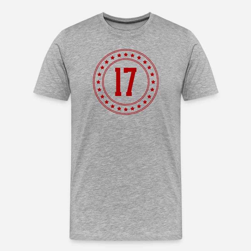 Rotes Jubiläumsbadge 17 - Männer Premium Bio T-Shirt - Grau meliert