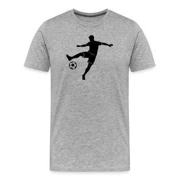 Fussballer macht Trick Fussball einfarbiges Motiv - Männer Premium Bio T-Shirt - Grau meliert - Vorne - Damien (186cm)