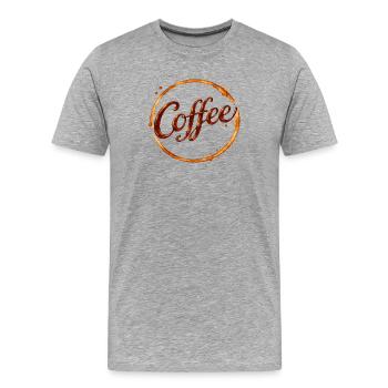Coffee Cups Imprint Illustration - Men's Premium Organic T-Shirt - heather grey - Front - Damien (186cm)