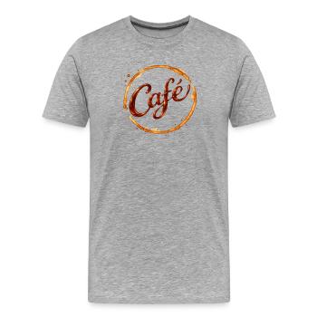 Coffee Kaffeetassenabdruck Illustration  - Männer Premium Bio T-Shirt - Grau meliert - Vorne - Damien (186cm)