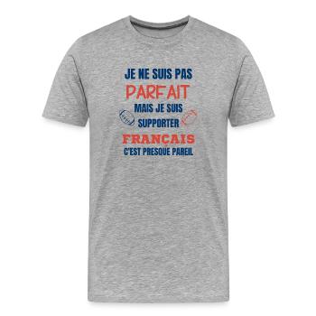 Supporter Rugby Français Humour - Men's Premium Organic T-Shirt - heather grey - Front - Damien (186cm)
