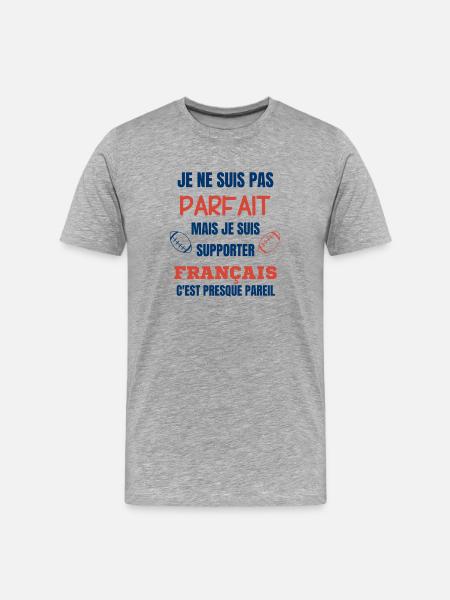 Supporter Rugby Français Humour - Men's Premium Organic T-Shirt - heather grey
