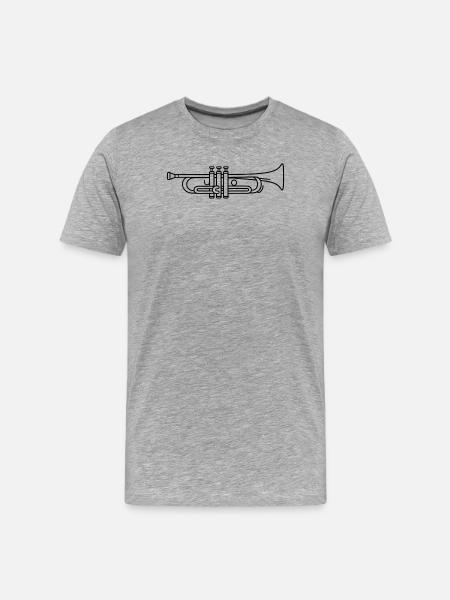 Minimalist Trumpet Line Art - Men's Premium Organic T-Shirt - heather grey