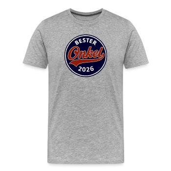 Besten Onkel 2026 Abzeichen - Männer Premium Bio T-Shirt - Grau meliert - Vorne - Damien (186cm)