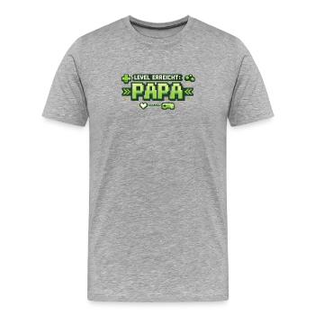 Level Reached Dad Gamer Gift - Men's Premium Organic T-Shirt - heather grey - Front - Damien (186cm)