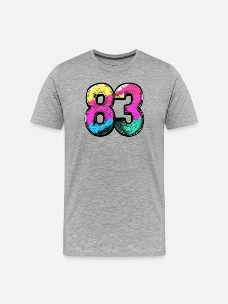 83 Zahl Bunt - Männer Premium Bio T-Shirt - Grau meliert