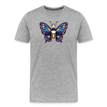 Roi de la Bière Papillon - T-shirt bio Premium Homme - gris chiné - Devant - Damien (186cm)