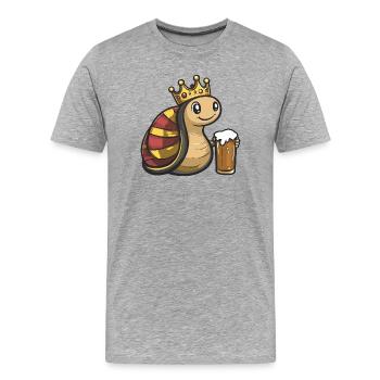 Roi de la Bière d’Escargot - T-shirt bio Premium Homme - gris chiné - Devant - Damien (186cm)