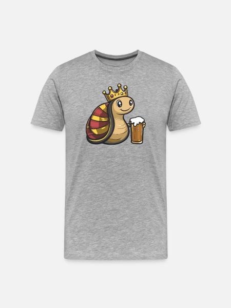 Snail Beer King - Men's Premium Organic T-Shirt - heather grey