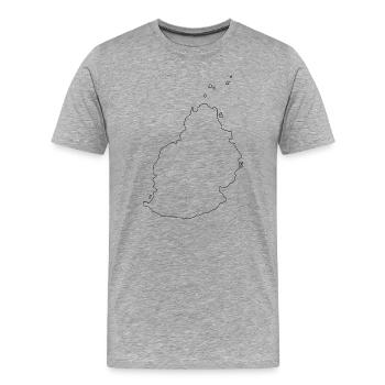 Mauritius-Gliederungskarte - Männer Premium Bio T-Shirt - Grau meliert - Vorne - Damien (186cm)