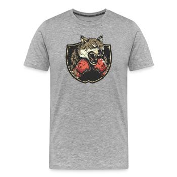 Wolf Boxer MMA - Men's Premium Organic T-Shirt - heather grey - Front - Damien (186cm)