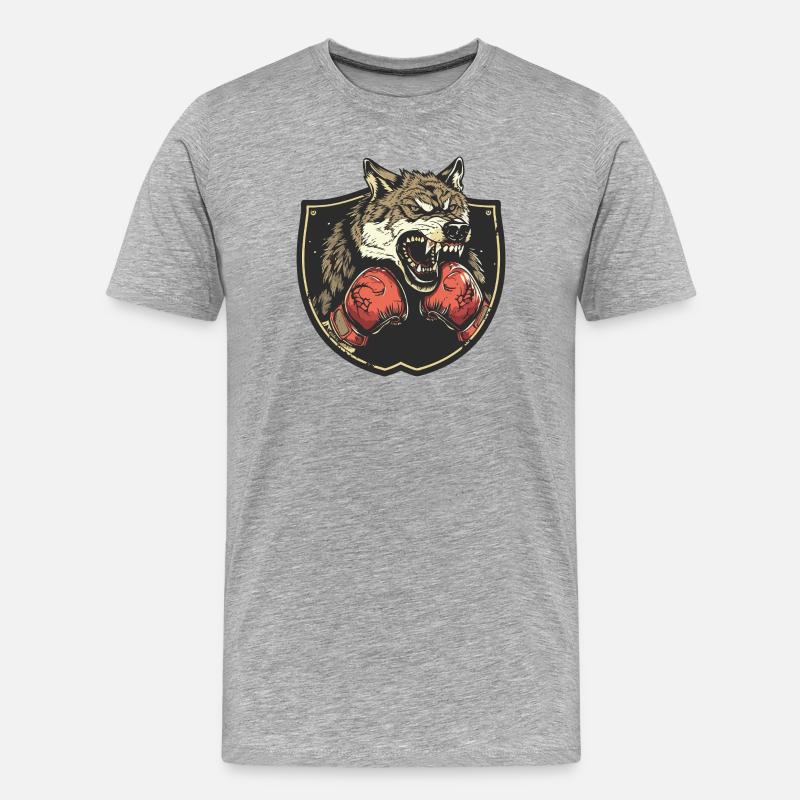 Wolf Boxer MMA - Männer Premium Bio T-Shirt - Grau meliert