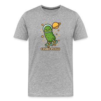 Cosmic Cucumber on Skateboard - Men's Premium Organic T-Shirt - heather grey - Front - Damien (186cm)