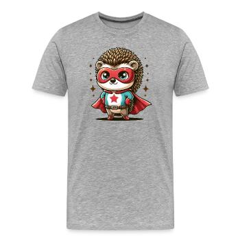 Cape Héros Hérisson - T-shirt bio Premium Homme - gris chiné - Devant - Damien (186cm)
