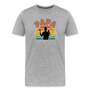 Papa und Baby in der Dämmerung - Männer Premium Bio T-Shirt - Grau meliert - Vorne - Damien (186cm)