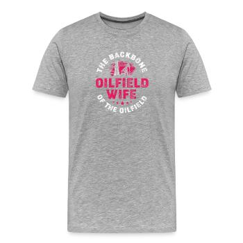Ölfeld Ehefrau Bohrinsel Ölbohrinsel - Männer Premium Bio T-Shirt - Grau meliert - Vorne - Damien (186cm)