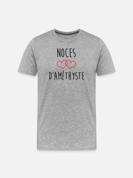 Amethyst Wedding 48 Years of Marriage - Men's Premium Organic T-Shirt - heather grey