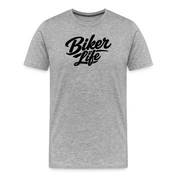 Biker Life - Men's Premium Organic T-Shirt - heather grey - Front - Damien (186cm)