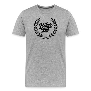 Biker Life - Men's Premium Organic T-Shirt - heather grey - Front - Damien (186cm)