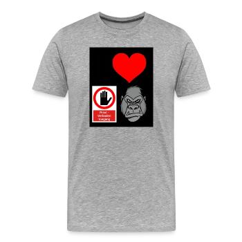 Heart Hand Gorilla Private Access - Men's Premium Organic T-Shirt - heather grey - Front - Damien (186cm)