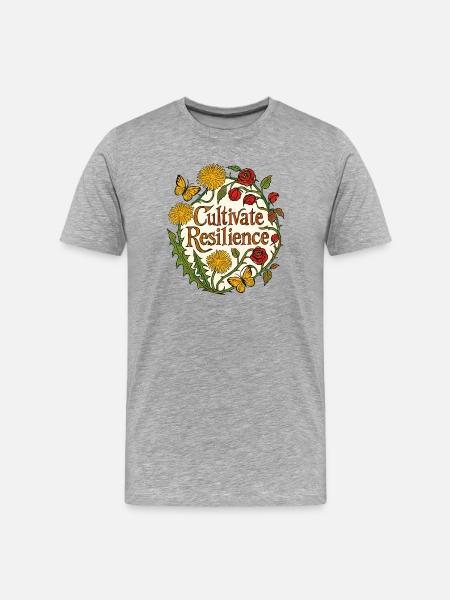 Cultivate Resilience Floral - Men's Premium Organic T-Shirt - heather grey