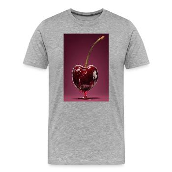 Glänzende Kirschglasur auf Pink - Männer Premium Bio T-Shirt - Grau meliert - Vorne - Damien (186cm)