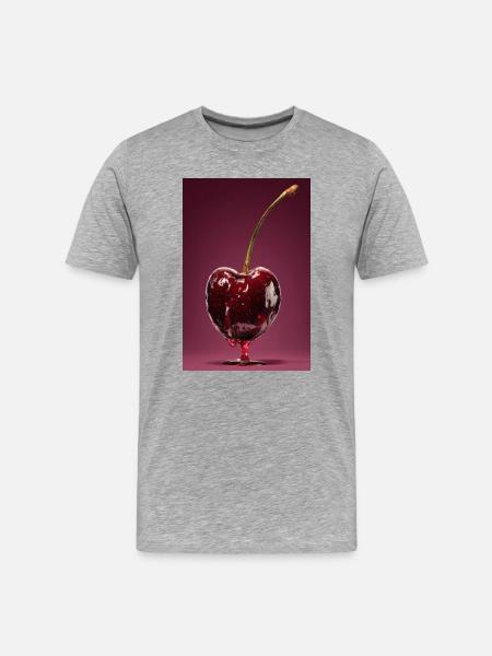 Glossy Cherry Glaze on Pink - Men's Premium Organic T-Shirt - heather grey