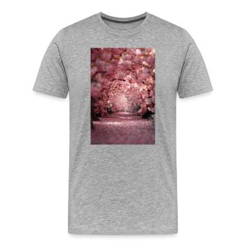 Cherry Blossom Arch Path - Männer Premium Bio T-Shirt - Grau meliert - Vorne - Damien (186cm)