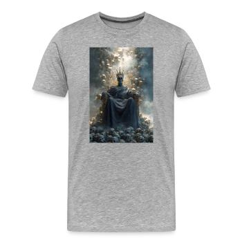 Skull Throne gekrönter König - Männer Premium Bio T-Shirt - Grau meliert - Vorne - Damien (186cm)