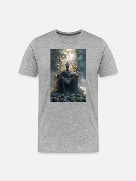 Skull Throne Crowned King - Men's Premium Organic T-Shirt - heather grey
