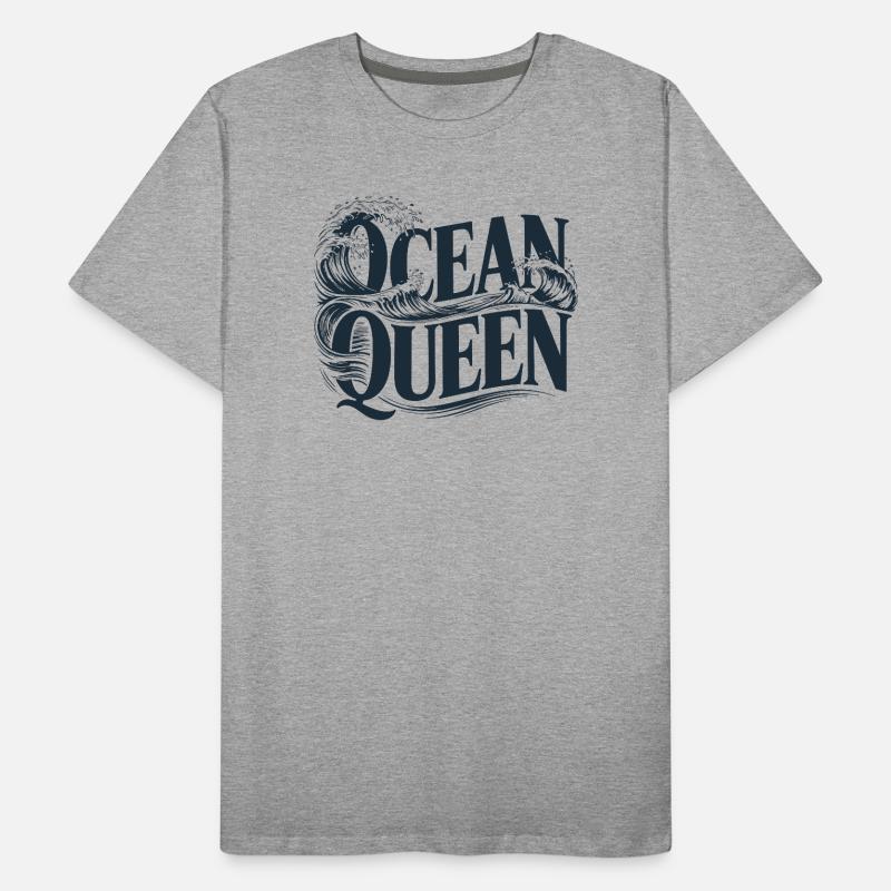 Ocean Queen - Conception typographique des vagues T-shirt bio Premium Homme