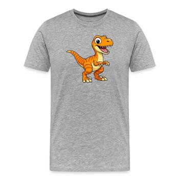 Dino Vélocirraptor Dinosaure - T-shirt bio Premium Homme - gris chiné - Devant - Damien (186cm)
