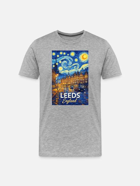 Leeds, Angleterre - T-shirt bio Premium Homme - gris chiné